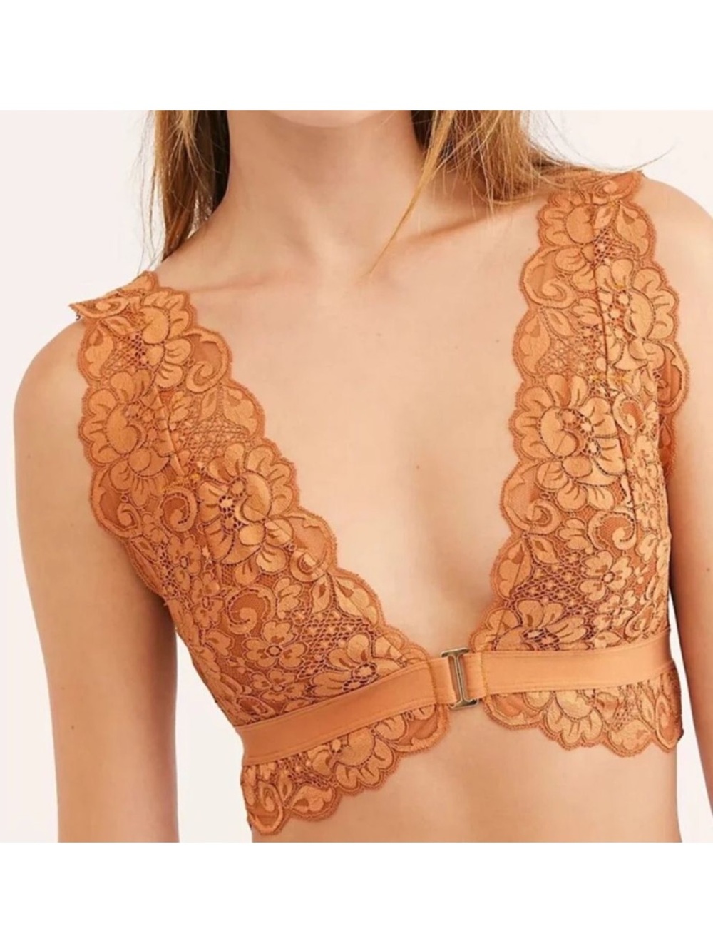 NWT Free People We Are Hah Got Ur Back Bra Size S in Brown Sugar Lace Adjustable